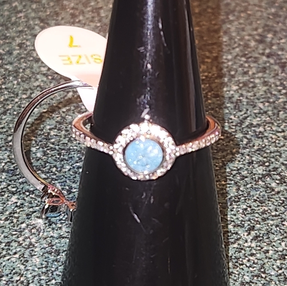 Bomb Party ring size 7 Girl Boss Unicorn RBP2191 Nwt 2 Seperate Bands Aquamarine - Picture 6 of 8